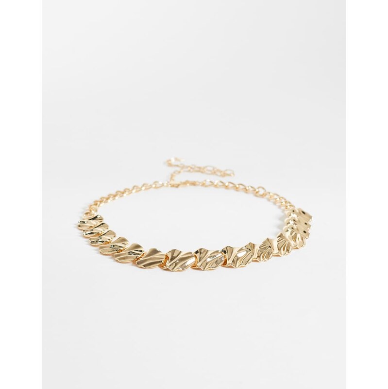 ASOS DESIGN hammered circle chain belt in gold 115136361