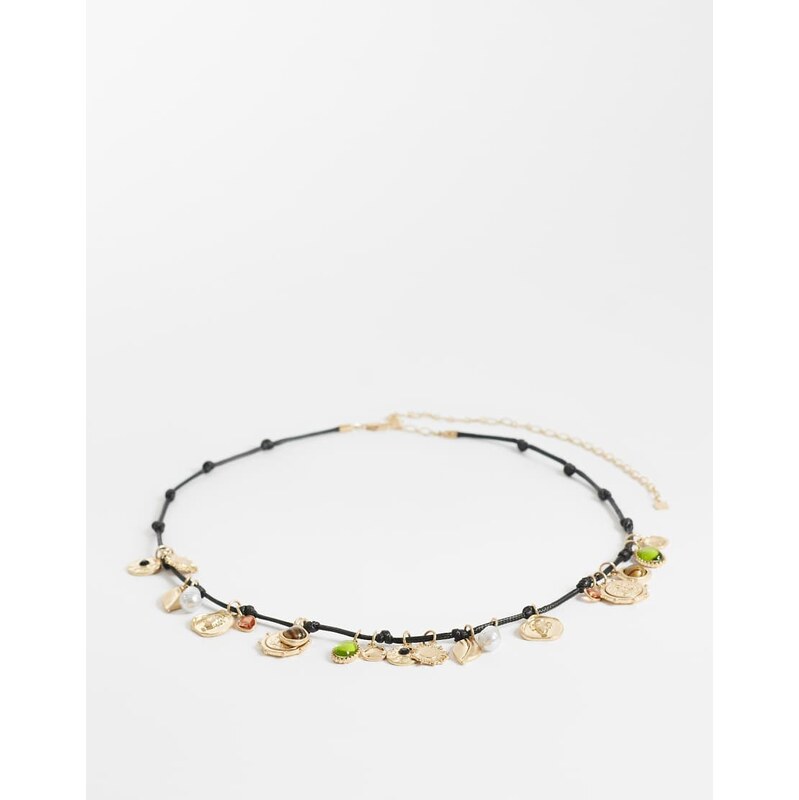 ASOS DESIGN rope belt with charms in black 115136362
