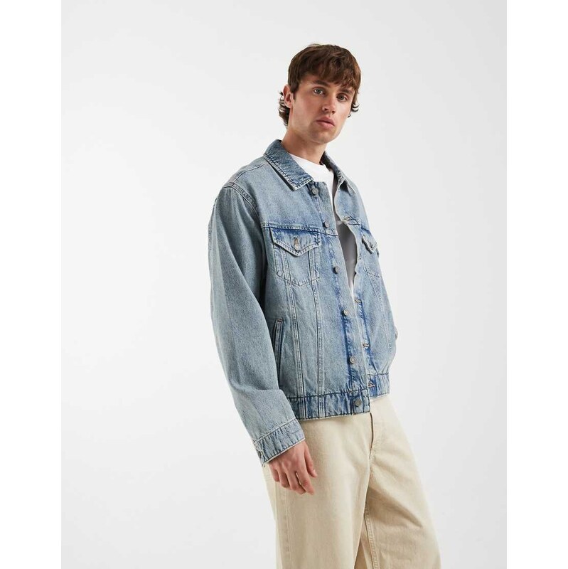 ASOS DESIGN Circular Design Collection co-ord denim trucker jacket in vintage wash blue