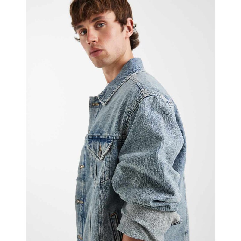ASOS DESIGN Circular Design Collection co-ord denim trucker jacket in vintage wash blue