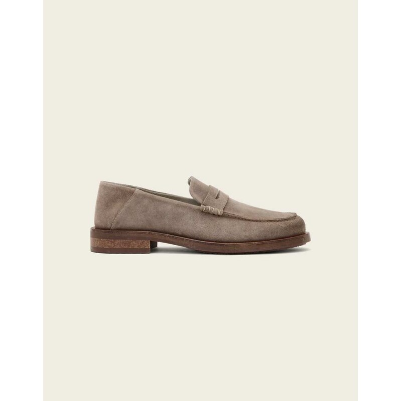 AllSaints Bloom soft suede leather loafer in brown