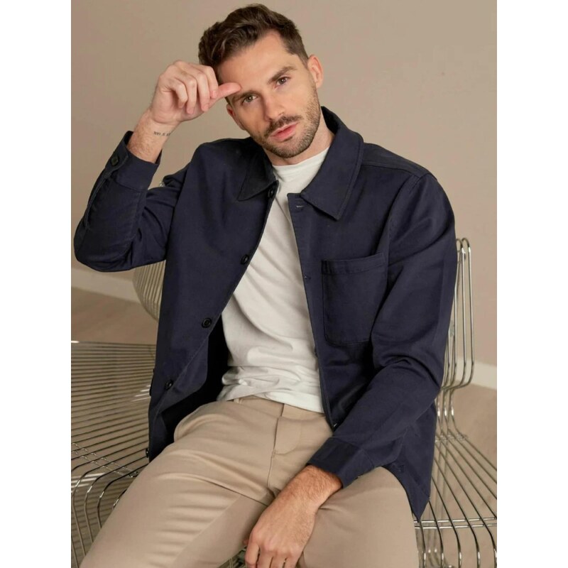 TEESHOPPEN Přechodná bunda  Twill Shirt  námořnická modř