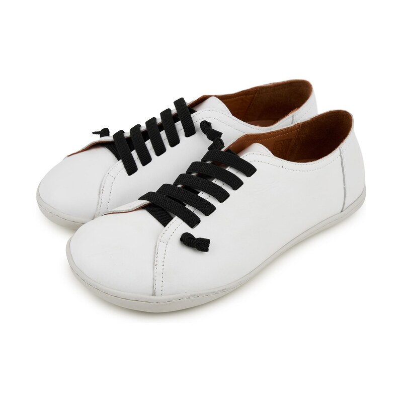 Vlnka Dámské kožené barefoot tenisky na gumu Onyx bílá 115137078