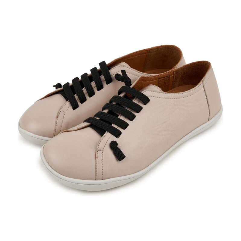 Vlnka Dámské kožené barefoot tenisky na gumu Onyx béžová 115137079