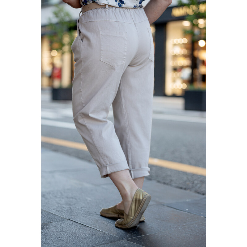 Italy fashion Pružné kalhoty CALVIN Barva: Latte, Velikost: UNI: M-XL 115138643