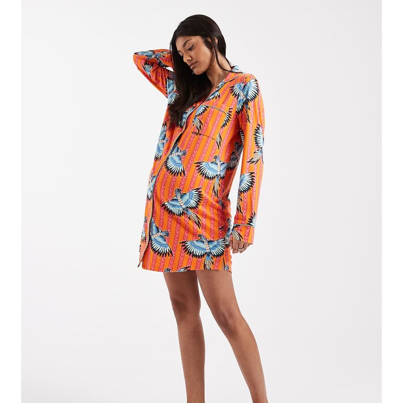 Chelsea Peers Maternity exotic bird print oversized nightshirt in 115139743