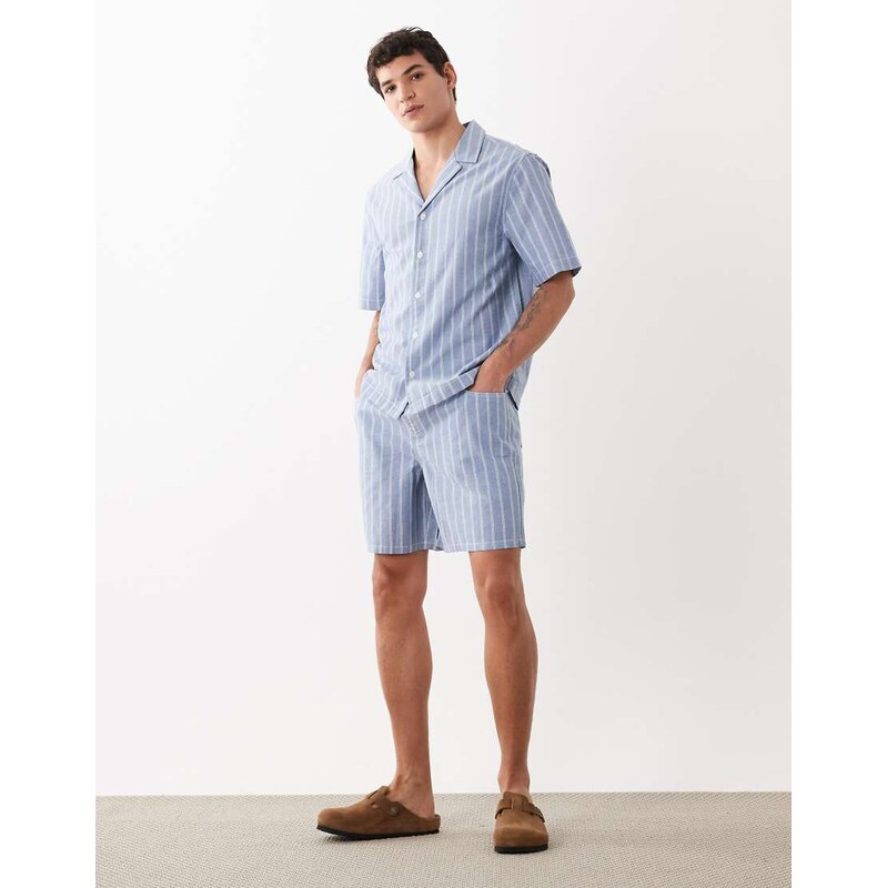 ASOS DESIGN co-ord wide shorts in blue stripe