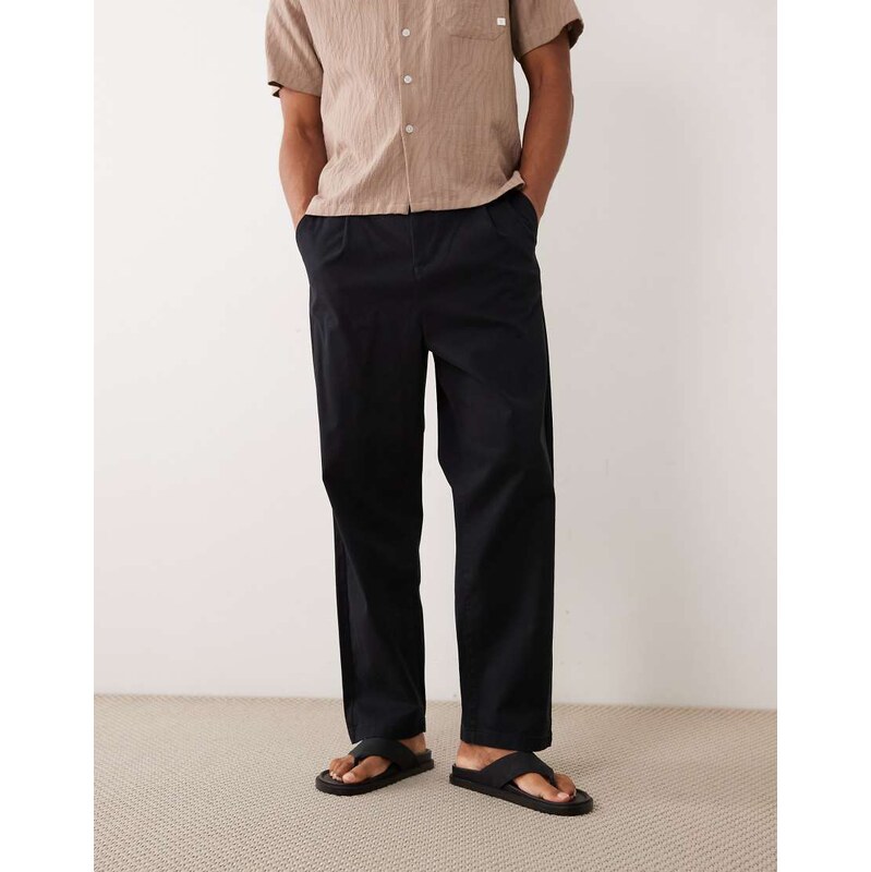 ASOS DESIGN relaxed tapered chino in black