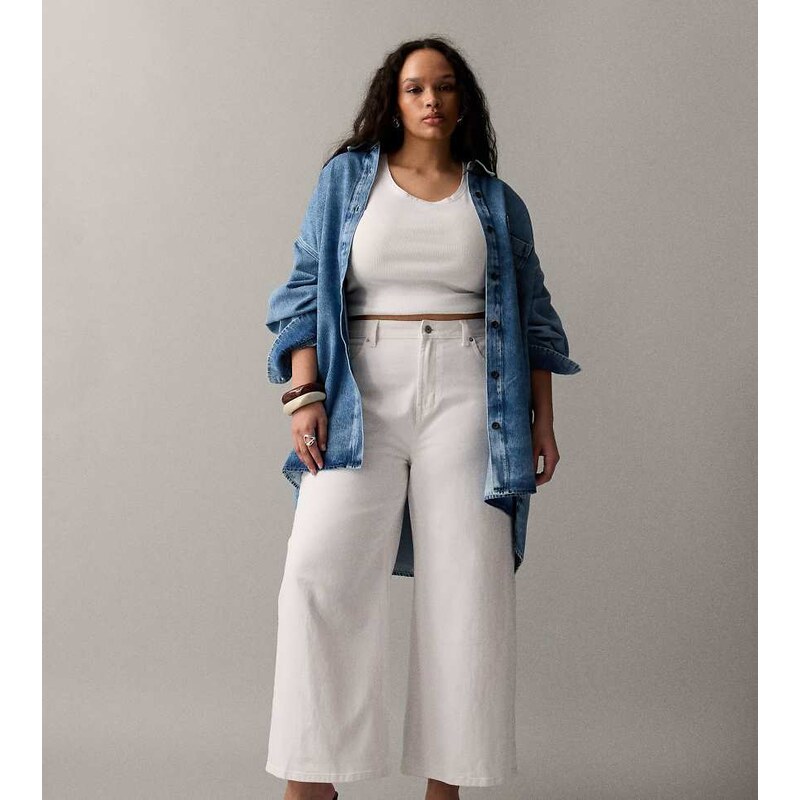 ASOS Curve ASOS DESIGN Curve ankle grazer high waist straight wide leg 115139922