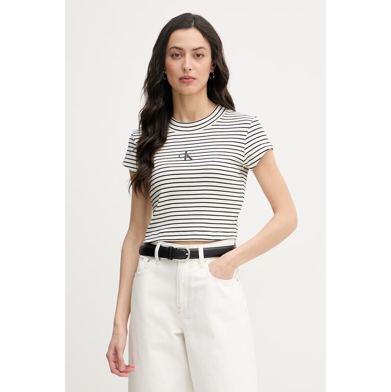 Calvin Klein Jeans crop top dámský bavlněný s elastanem