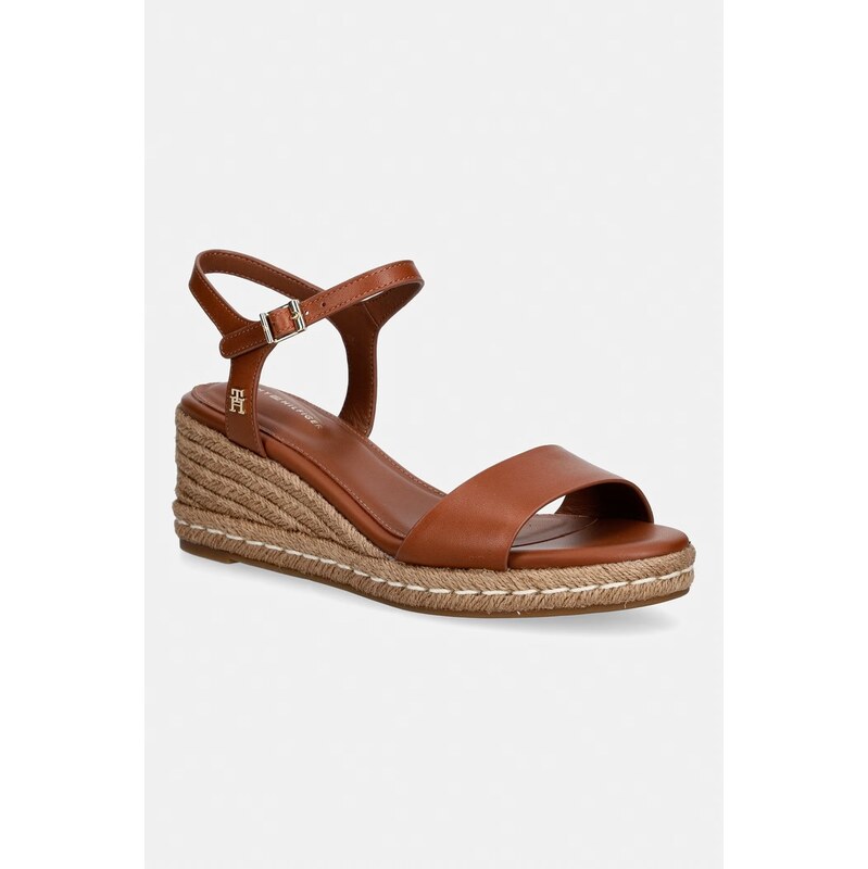 Tommy Hilfiger sandály na klínku kožené MID WEDGE ESPAD LEATHER