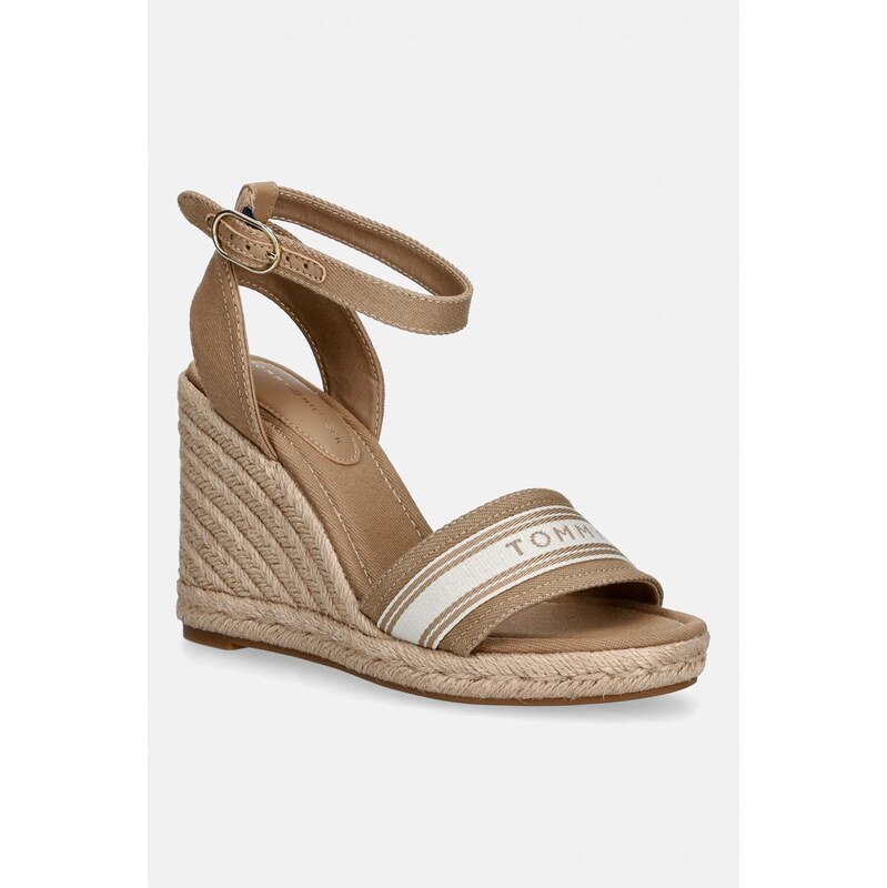 Tommy Hilfiger sandály na klínku HIGH WEDGE ESPAD WEBBING