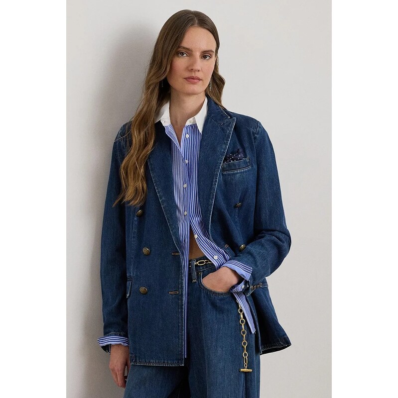 Lauren Ralph Lauren oblekové sako dámské bavlněné