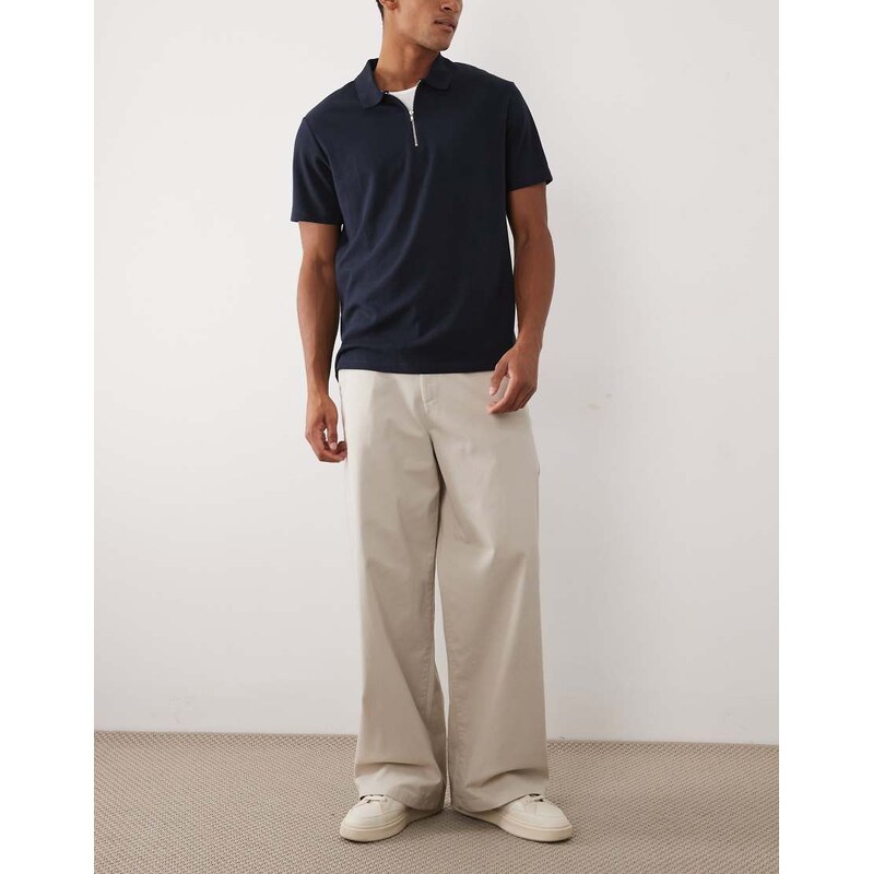 ASOS DESIGN loose chinos in stone-Neutral