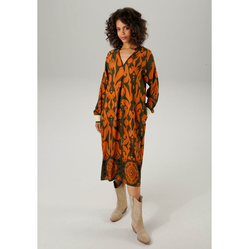 Šaty Aniston Orange/ Khaki 8459868