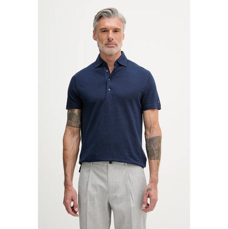Tommy Hilfiger svetrové polo pánské se lnem NEW YORK