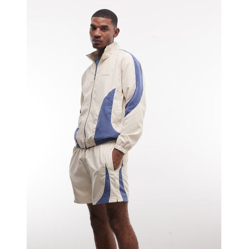 Alma De Ace panelled pexa shorts co-ord in white and blue
