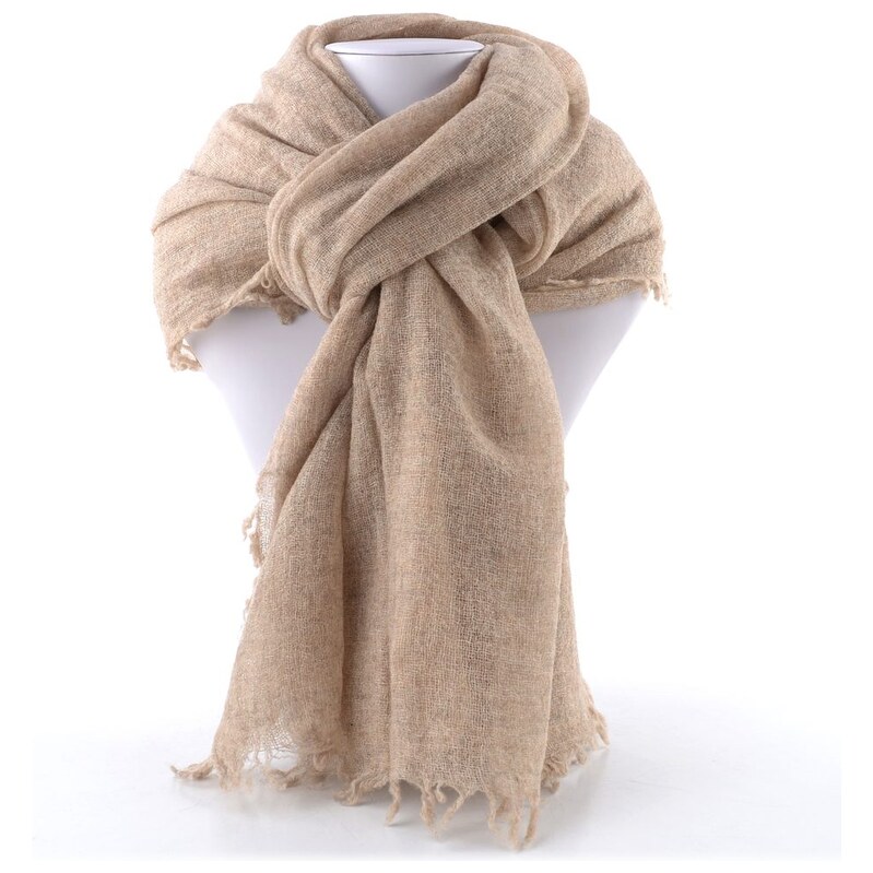 Fraas vlněný jednobarevný šátek s třásněmi camel 658100-180 115148291