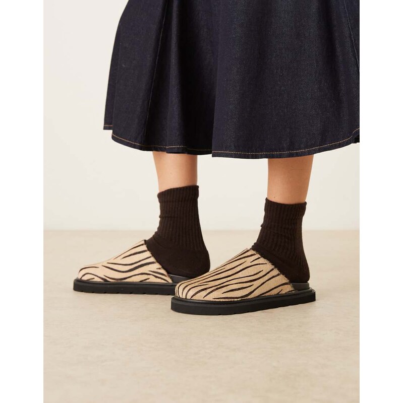 Walk London Holly mule in zebra print-Multi 115149295