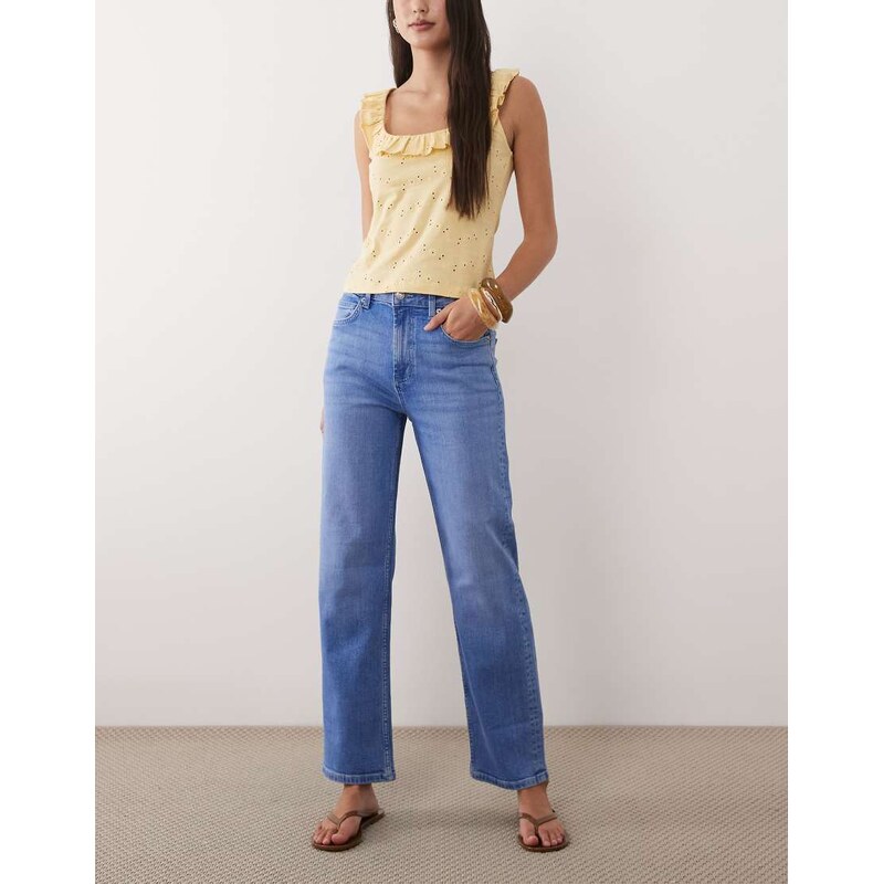 ASOS DESIGN ankle grazer comfort stretch straight leg jeans in bright blue