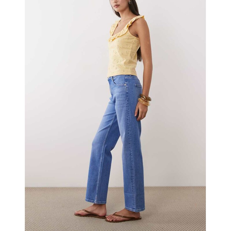 ASOS DESIGN ankle grazer comfort stretch straight leg jeans in bright blue