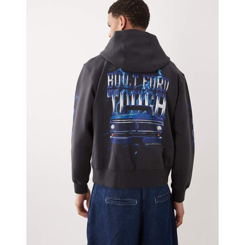 Abercrombie & Fitch YPB Ford graphic print zip up hoodie in