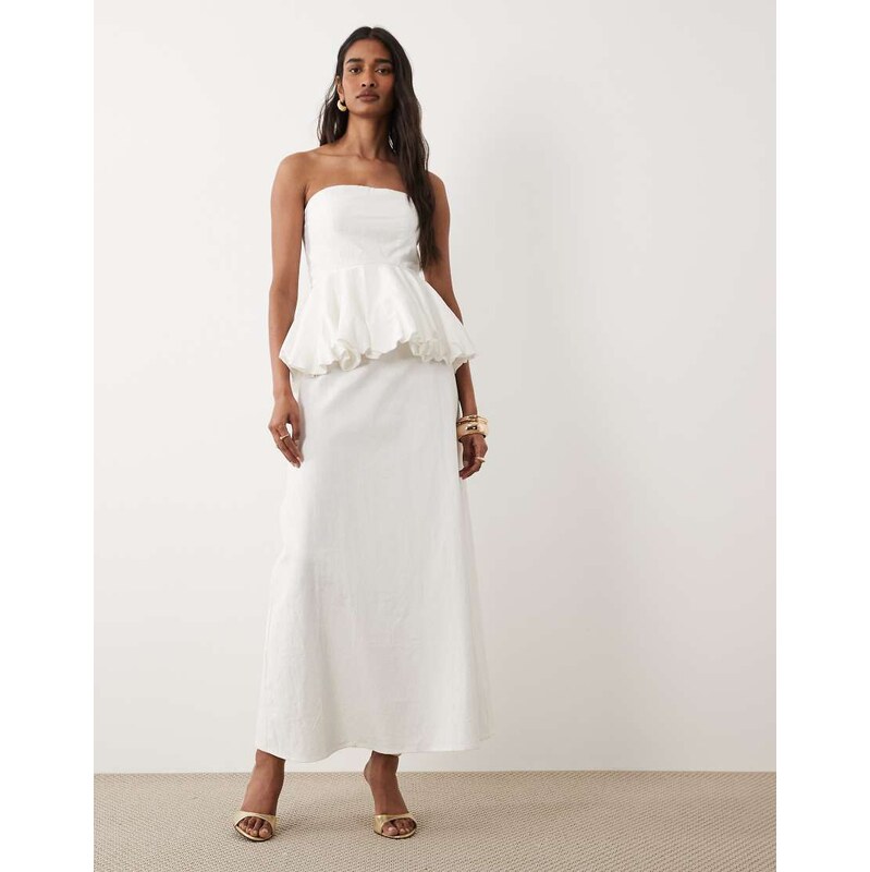 4th & Reckless cotton bandeau peplum waist detail maxi dress in
