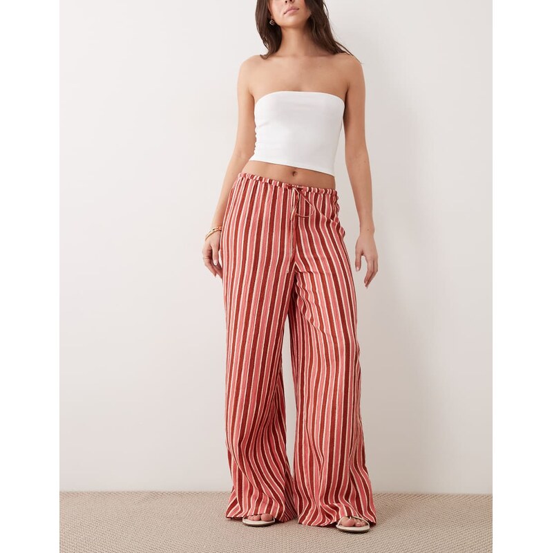 Wednesdays Girl Wednesdays Girl wide leg tie detail trouser in