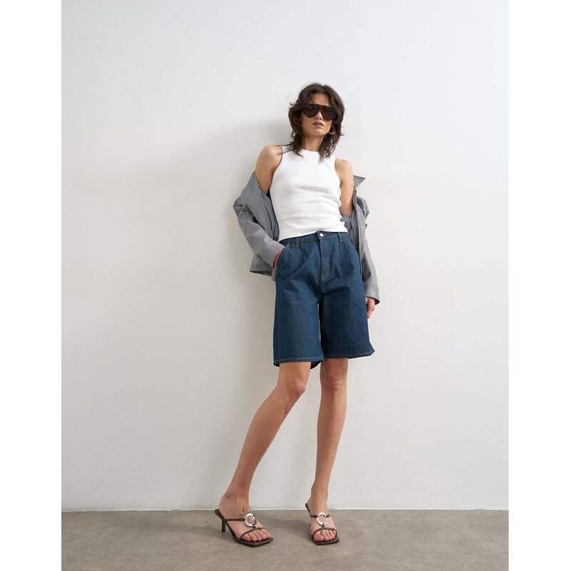 Topshop rib racer vest in white-No colour
