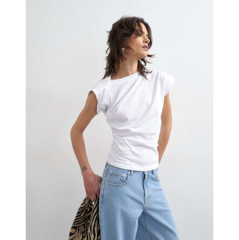 Topshop twist body top in white