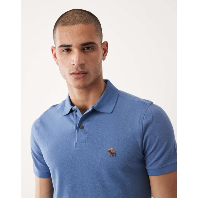Abercrombie & Fitch icon logo short sleeve polo shirt in blue 115155968