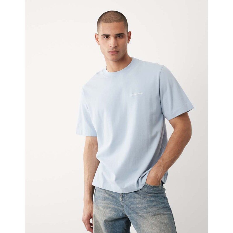 Abercrombie & Fitch boxy short sleeve italic logo t-shirt in baby blue 115153512
