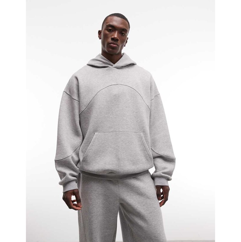 ASOS DESIGN extreme oversized hoodie with cut & sew seam in grey marl