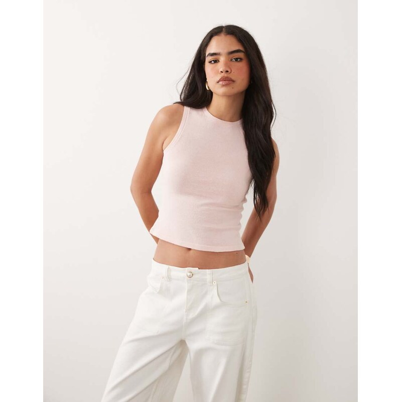 ASOS DESIGN fine knit tank top co-ord in pink