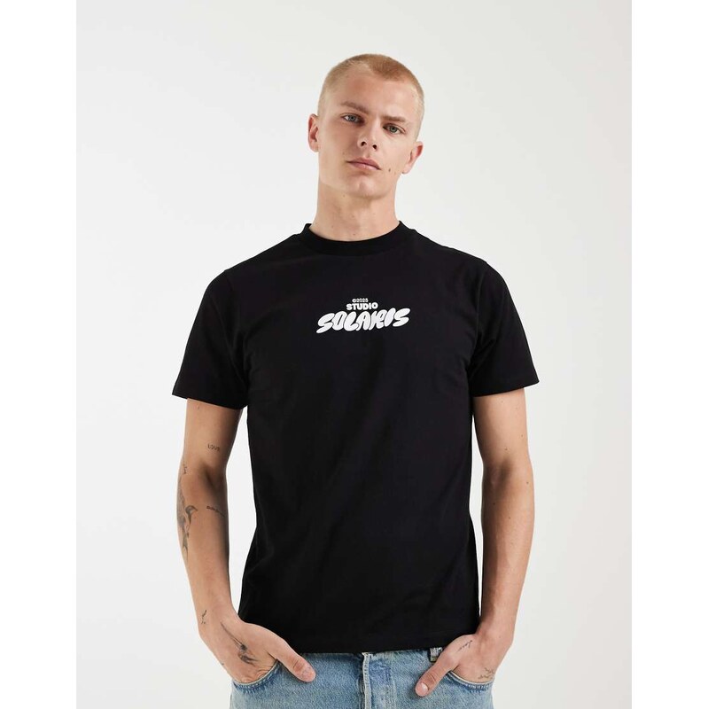 ASOS DESIGN t-shirt with text graphic in black
