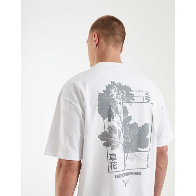 ASOS DESIGN oversized t-shirt with floral print in white