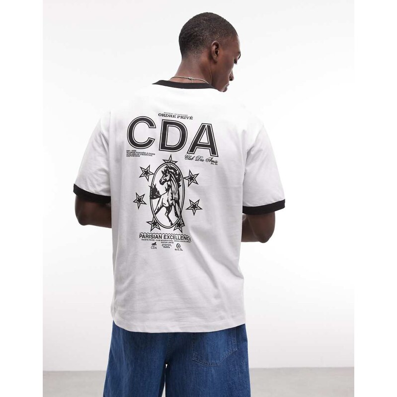 ASOS DESIGN relaxed ringer t-shirt with cowboy graphic in white