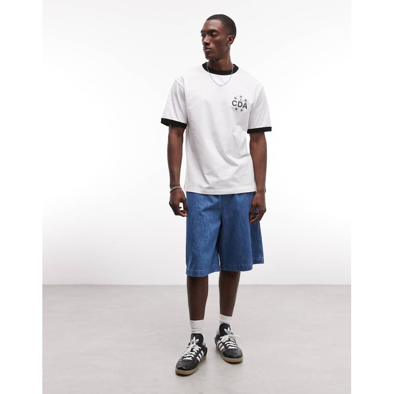 ASOS DESIGN relaxed ringer t-shirt with cowboy graphic in white