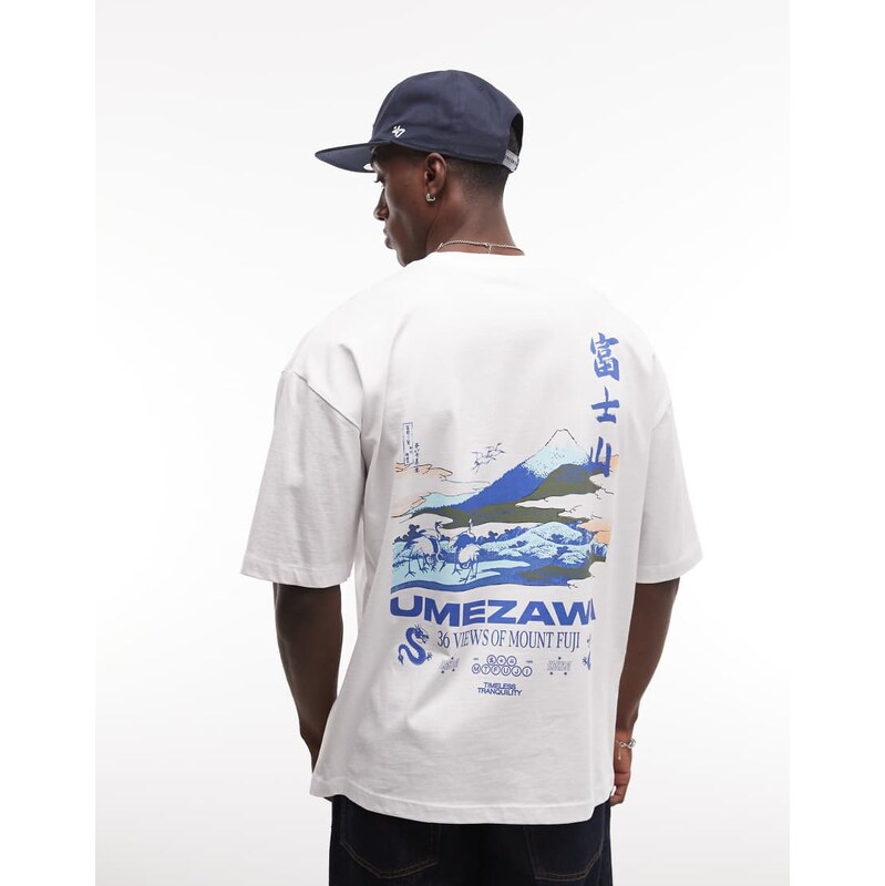 ASOS DESIGN oversized t-shirt with mountain graphic in white