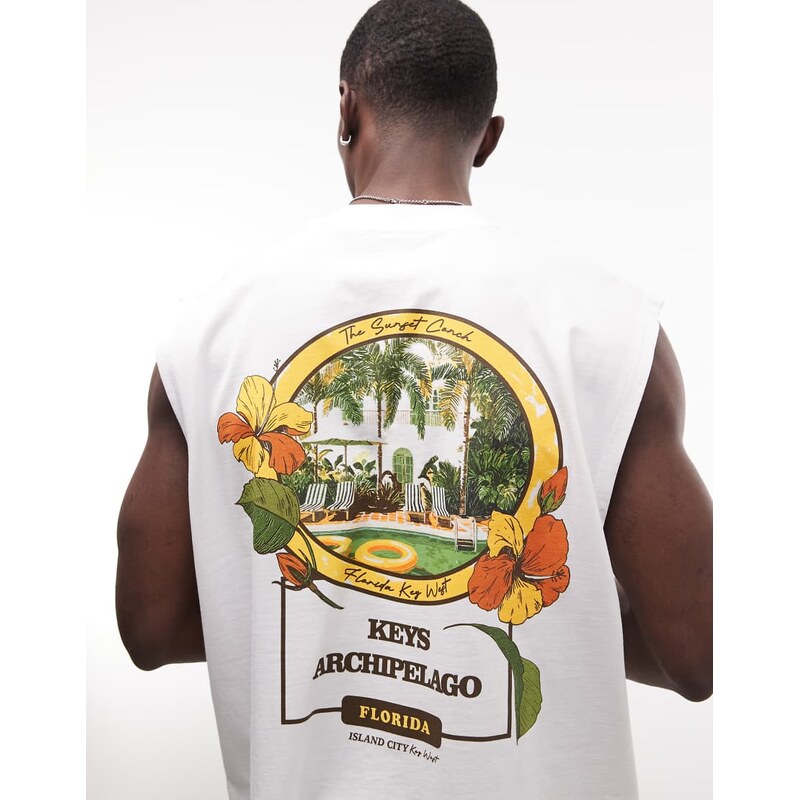 ASOS DESIGN oversized tank with pool graphic in white