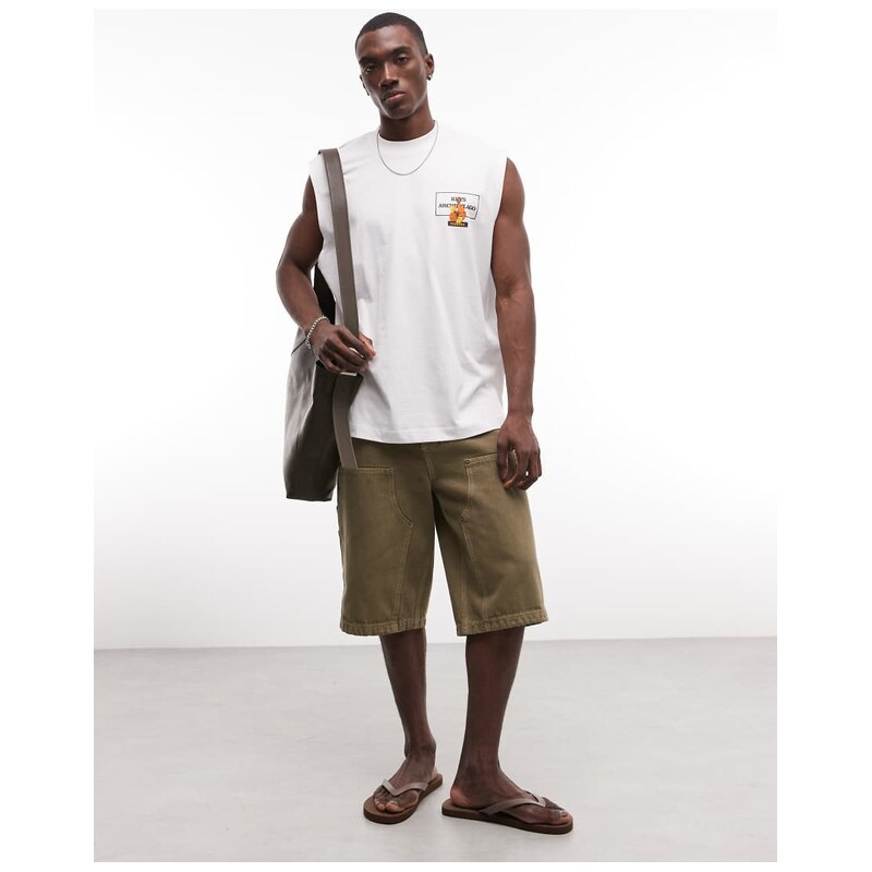 ASOS DESIGN oversized tank with pool graphic in white