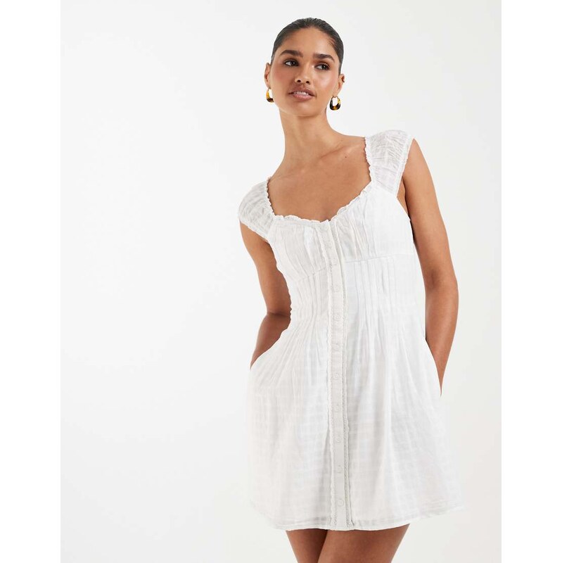 Hollister milkmaid mini dress with built in shorts in white