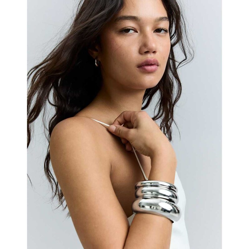 Bershka Mixed bracelet pack in silver