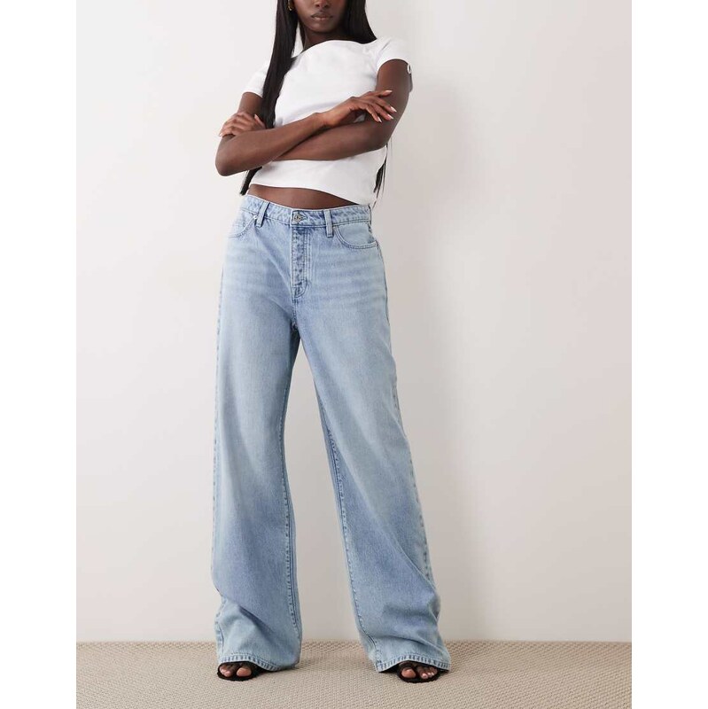 Good American weightless high waist wide leg jeans in light blue
