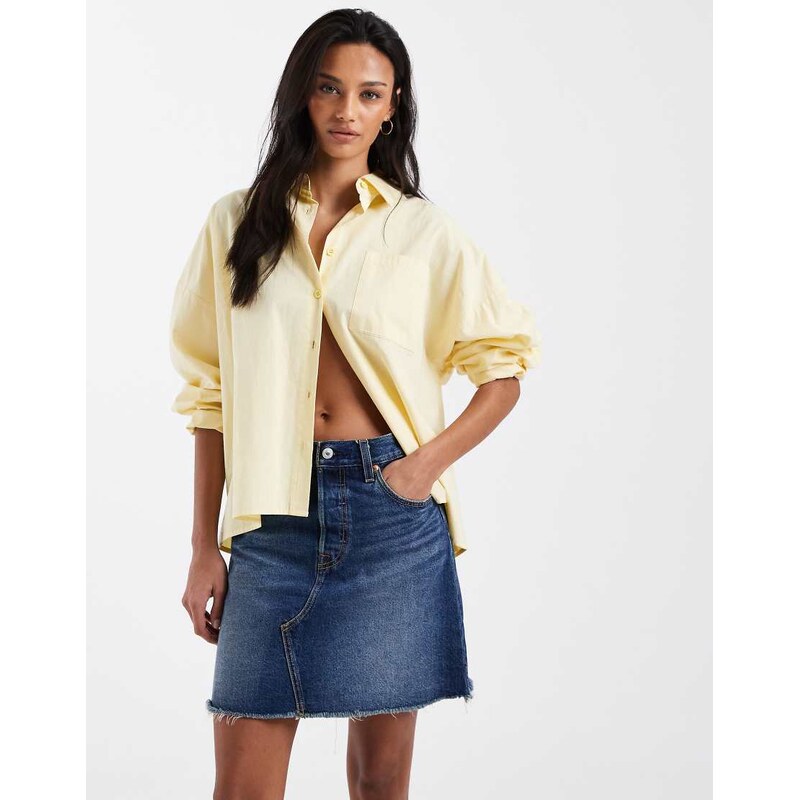 Levis deconstructed denim mini skirt in dark wash-Blue