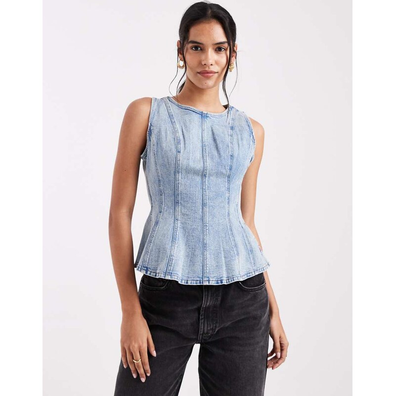 Levis denim peplum top in blue
