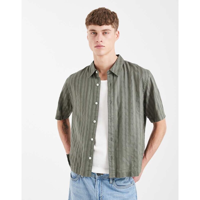 Levis Lama short sleeve boxy shirt in green check
