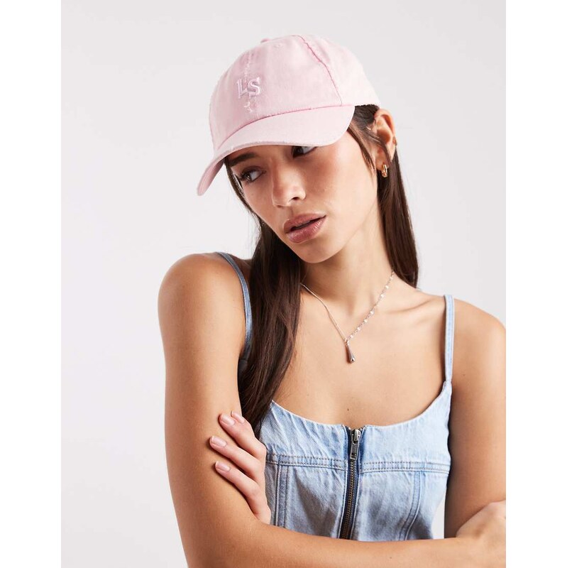 Levis washed canvas logo cap in pink