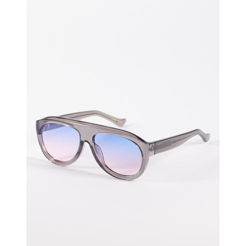 A.Kjaerbede Rio oversized shield aviator sunglasses in grey
