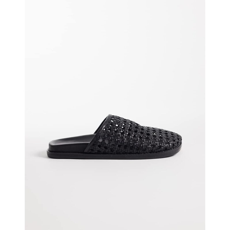 Walk London Lara weave mule in black woven leather 115155779